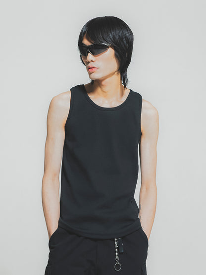 Rib knit Tank Top / BK-WH